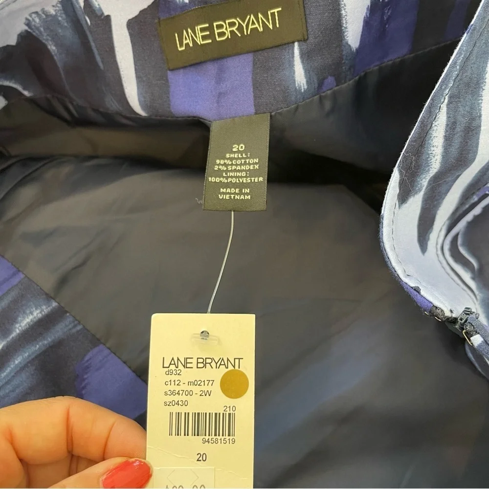 Lane Bryant Pleated Skirt Women's Plus Size 20 Blue Purple Back Zip Lined NWT